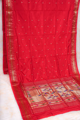 Handloom Paithani Silk Saree - Classic Pallu - Red