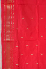 Handloom Paithani Silk Saree - Classic Pallu - Red