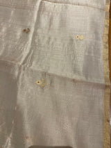 Handloom Silk Chanderi Saree - Mini Round Buta With Red Mina - Pink