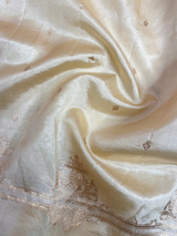 HOV HANDLOOM KADHUA BANARASI KATAN SILK SAREE - BUTIDAR - BEIGE - 110-02