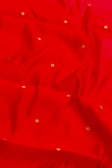 Handloom Silk Chanderi Saree - Mini Round Buta With Red Mina - Red