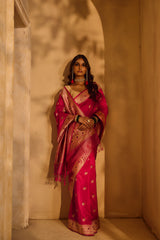 All Gold Zari Handloom Kadhua Banarasi Katan Silk Saree - Small Butidar - Chameli Buti