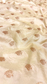 Handloom Banarasi Brocade Silk Fabric - Off White