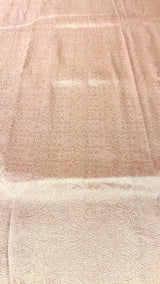 Handloom Banarasi Brocade Silk Fabric - Peach