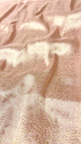 Handloom Banarasi Brocade Silk Fabric - Peach
