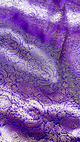 Handloom Banarasi Brocade Silk Fabric - Purple1