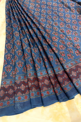 HOV Ajarakh Hand-Block Print Saree - Modal - 007