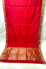 HOV Handloom Chanderi Cotton Silk Saree - Plain Zari Border - 018-01-02