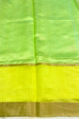 HOV Handloom Chanderi Silk Saree - Fresh Green Yellow Paisley Buta- 094