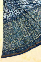 HOV Ajarakh Hand-Block Print Saree - Mul Cotton - 015