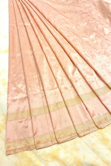 HOV Exclusive Pure Zari Handloom Banarasi Silk Saree - Peach Silver Zari Kasturi - 025