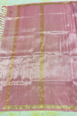 HOV Exclusive Pure Zari Handloom Banarasi Tissue Silk Saree -Light Pink Plain Silver Zari Kasturi - 035