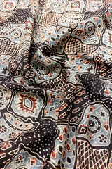 HOV Ajarakh Hand-Block Print Saree - Dola Silk - 015