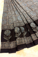 HOV Ajarakh Hand-Block Print Saree - Mul Cotton - 011