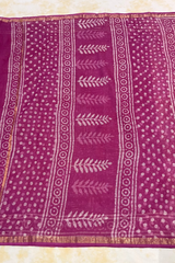 HOV Hand-Block Print Saree Small Border - 010-01