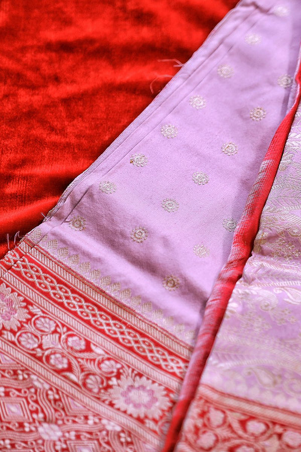 Pastel Pink Banarasi Real Zari Saree- 5gm gold zari - Vaarasa