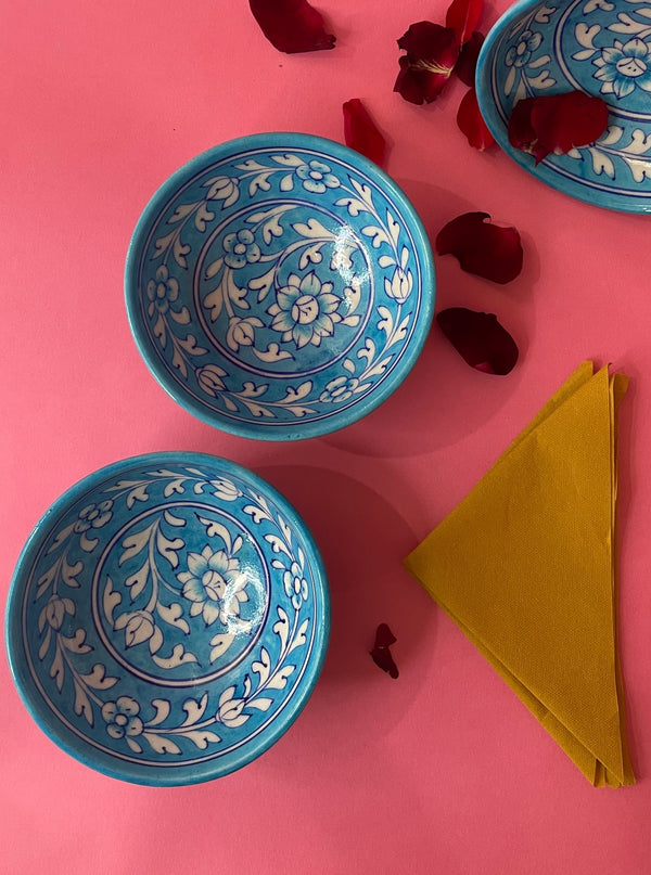 Jaipur Blue Art Pottery Hand Painted  - Serving Bowl