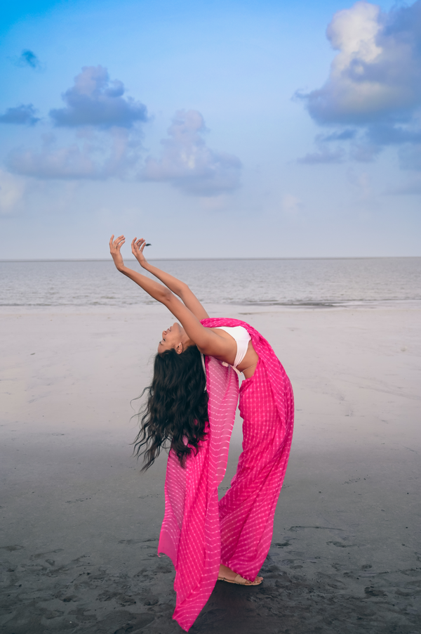 Leheriya - Rani Pink Chiffon Saree