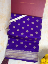 HOV EXCLUSIVE HANDLOOM BANARASI KATAN SILK SAREE - PURPLE - CHEVRON BUTA - 111