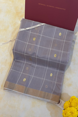 HOV HANDLOOM CHANDERI SAREE - LOTUS BUTA - CHECKS WITH ROUND BUTA - 103