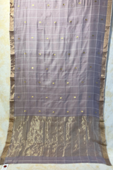 HOV HANDLOOM CHANDERI SAREE - LOTUS BUTA - CHECKS WITH ROUND BUTA - 103