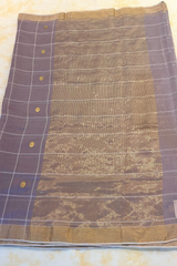 HOV HANDLOOM CHANDERI SAREE - LOTUS BUTA - CHECKS WITH ROUND BUTA - 103