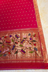 HOV EXCLUSIVE HANDLOOM PAITHANI SILK SAREE - SINGLE MUNIYA - Pink - 023