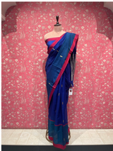 HOV HANDLOOM CHANDERI SAREE -HALF & HALF - 3 LEAF BUTA - 105