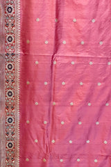 Pure Zari Handloom Kadhua Banarasi Shalu Silk Satin Saree - Small Border - Sangita - All Gold Zari - Peach Red