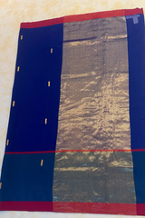 HOV HANDLOOM CHANDERI SAREE -HALF & HALF - 3 LEAF BUTA - 105