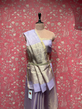 HOV HANDLOOM CHANDERI SAREE- TISSUE - ROUND BUTA - 100