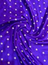 HOV EXCLUSIVE HANDLOOM BANARASI KATAN SILK SAREE - BLUE - CHAMELI BUTA SMALL BORDER - 112