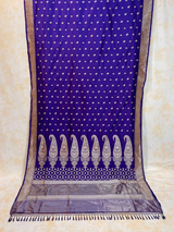 HOV EXCLUSIVE HANDLOOM BANASARI KATAN SILK SAREE - PURPLE - BIG BUTA PAISLEY-110