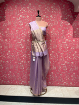 HOV HANDLOOM CHANDERI SAREE- TISSUE - ROUND BUTA - 100