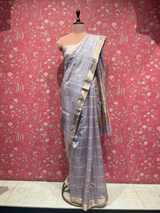 HOV HANDLOOM CHANDERI SAREE - LOTUS BUTA - CHECKS WITH ROUND BUTA - 103