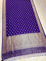 HOV EXCLUSIVE HANDLOOM BANARASI KATAN SILK SAREE - PURPLE - CHEVRON BUTA - 111