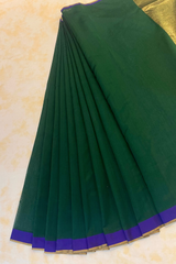 HOV HANDLOOM CHANDERI SAREE - PLAIN STRIPE TEAL - GREEN - 095