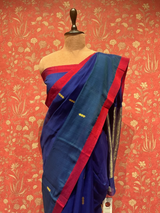 HOV HANDLOOM CHANDERI SAREE -HALF & HALF - 3 LEAF BUTA - 105