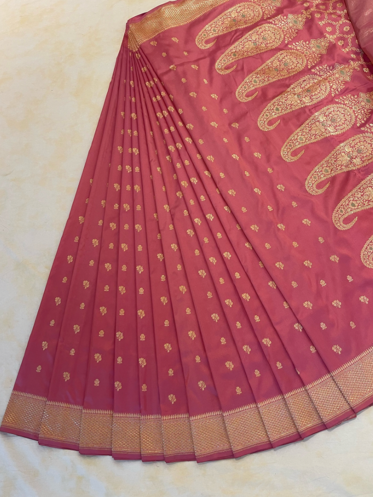 Aboli Color HOV EXCLUSIVE HANDLOOM KADHUA BANARASI KATAN SILK SAREE - PAISLEY BUTA ...