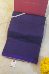 HOV HANDLOOM CHANDERI SAREE - PLAIN STRIPE TEAL - PURPLE - 096