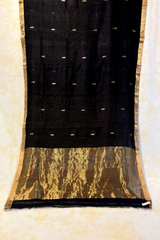 HOV HANDLOOM CHANDERI SAREE - GOLD LEAF - BLACK - 104
