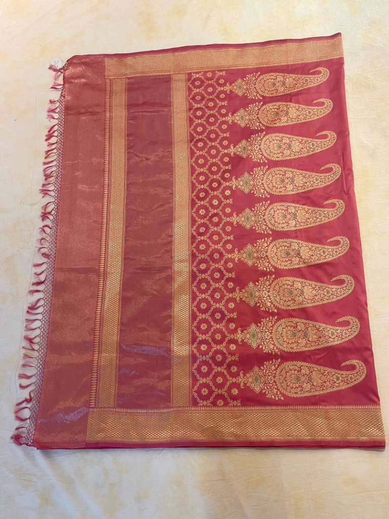 HOV EXCLUSIVE HANDLOOM KADHUA BANARASI KATAN SILK SAREE - PAISLEY BUTA ...