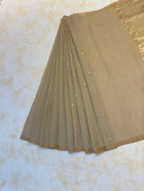 HOV HANDLOOM CHANDERI SAREE - TISSUE - ROUND BUTA - 100