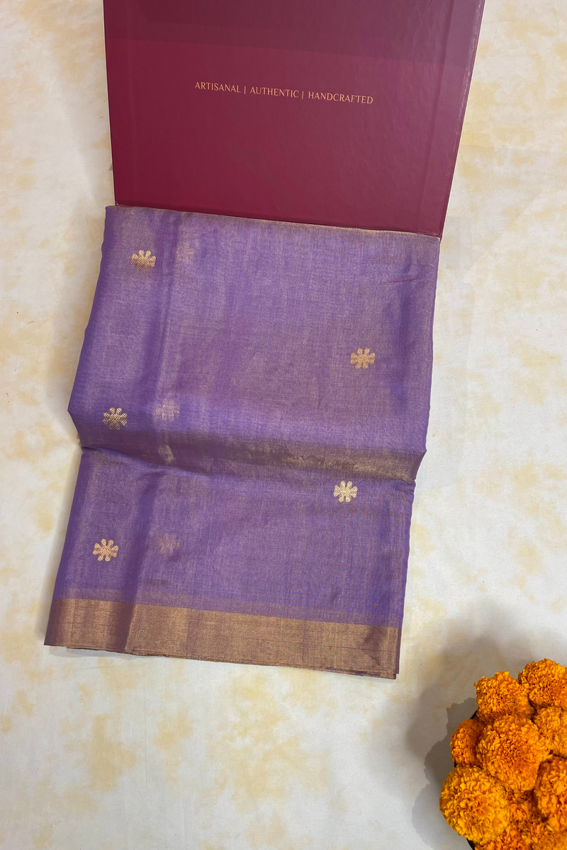 HOV Handloom Chanderi Half Tissue Saree - Round Buta - 004-03