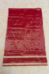 HOV Exclusive Pure Zari Handloom Banarasi Tissue Silk Saree - Red Silver Zari Kasturi - 026