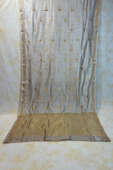 HOV Handloom Chanderi Silk Saree - Kota Silk Feather - White - 045