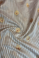 HOV Handloom Chanderi Silk Saree - Kota Silk Feather - White - 045