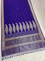 HOV EXCLUSIVE HANDLOOM BANASARI KATAN SILK SAREE - PURPLE - BIG BUTA PAISLEY-110