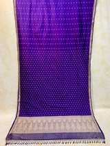 HOV EXCLUSIVE HANDLOOM BANARASI KATAN SILK SAREE - BLUE - CHAMELI BUTA SMALL BORDER - 112