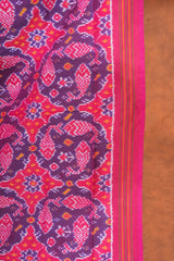Handloom Ikat Silk Saree -Magenta Purple Pink Flish Motif